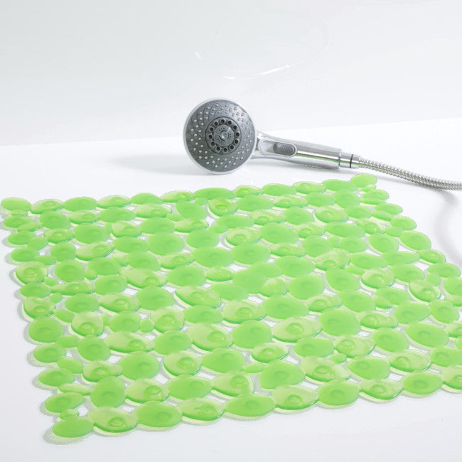 Skridsikker bademåtte med sugekopper - Riverstone 52 x 52 cm, lime