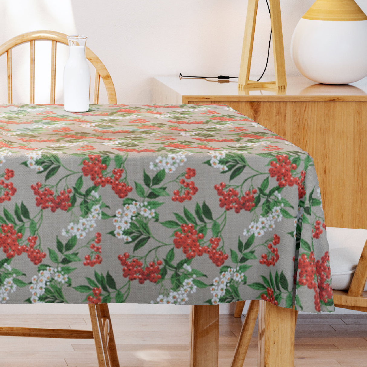 Baies - Akryldug med bær og blomster 155 cm bred