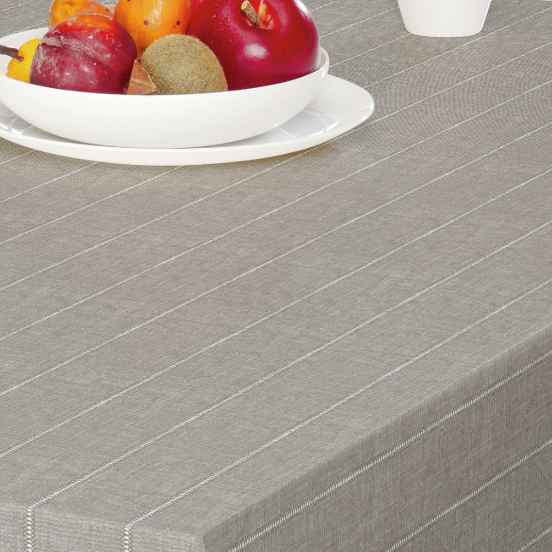 Balance Seal - 160 cm bred voksdug med stribet mønster i grålig nuance