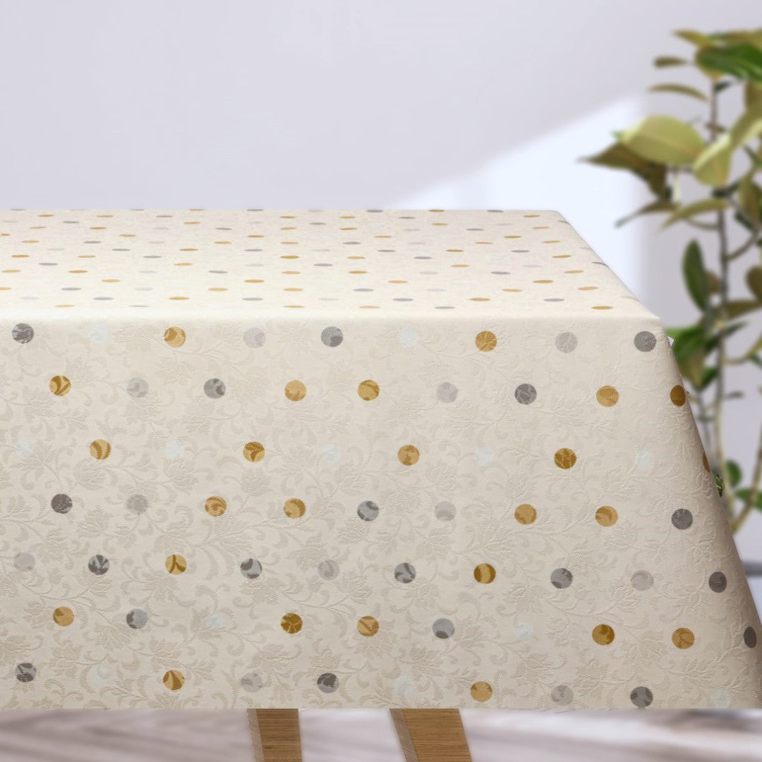 Barok Creme - Voksdug med prikker i guld og sølv