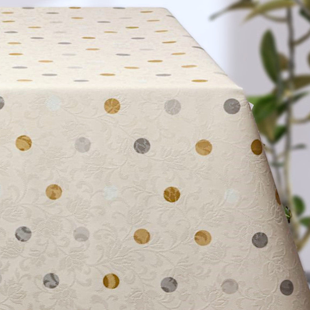 Barok Creme - Voksdug med prikker i guld og sølv