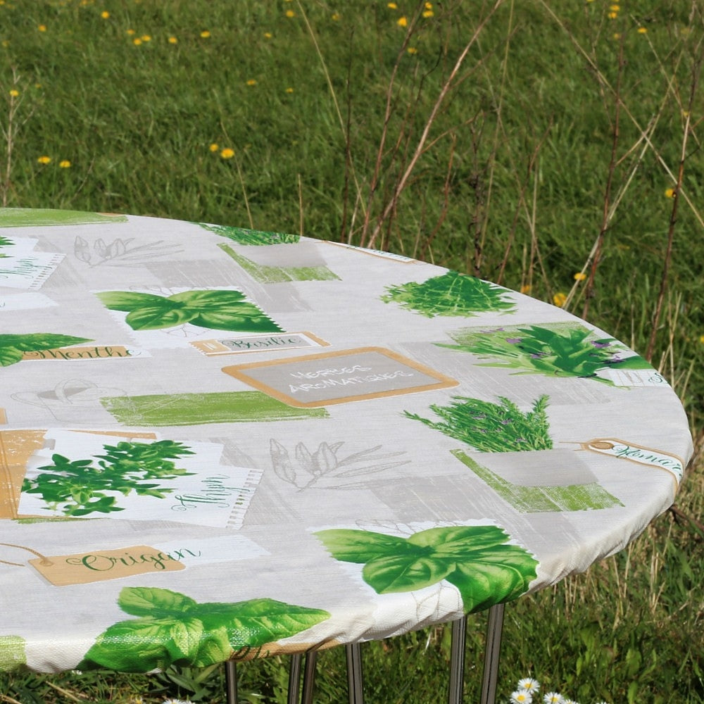 Basilikum Grå - rund voksdug med elastik