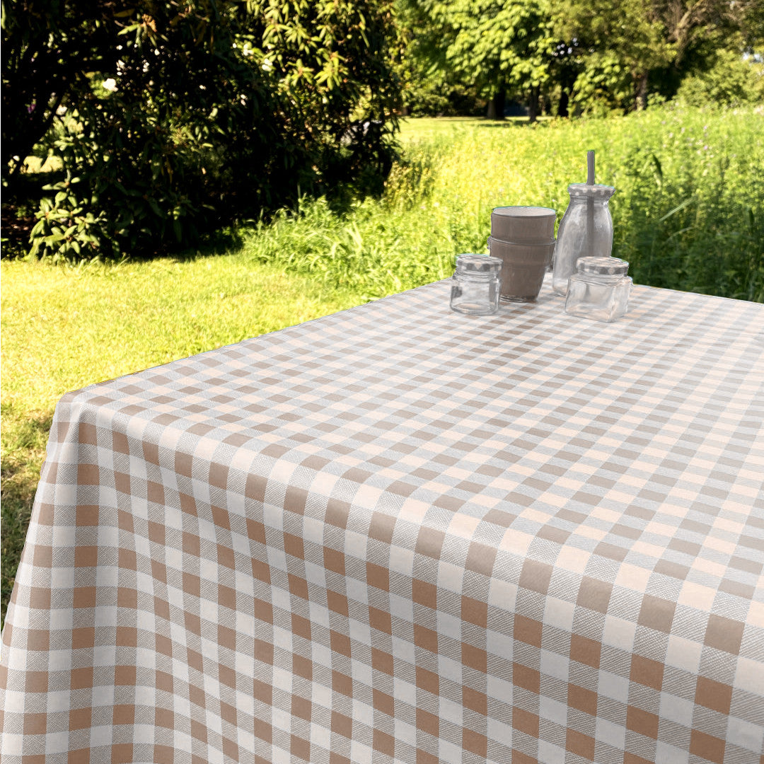 Voksdug med klassiske 1,5 x 1,5 cm tern - 140 cm bred - Beige