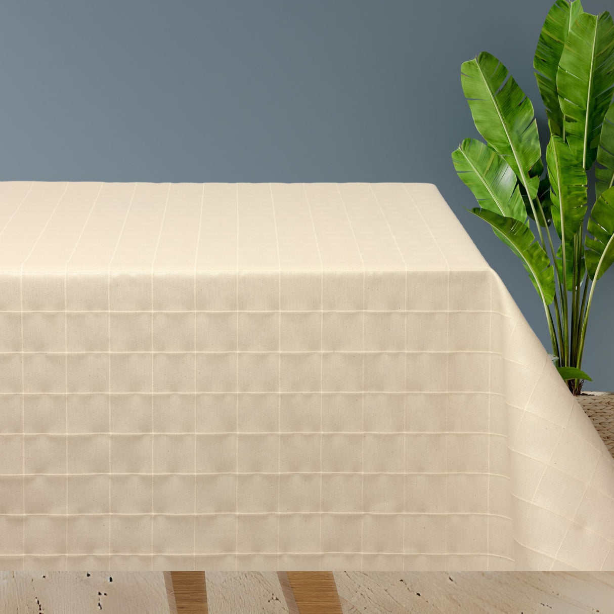 Beige Square - Lys beige Arkyldug med vævet firkanter