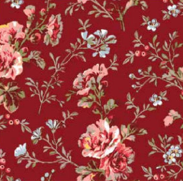 Betsy Rød - Akryldug med flotte små blomster - 155 cm bred