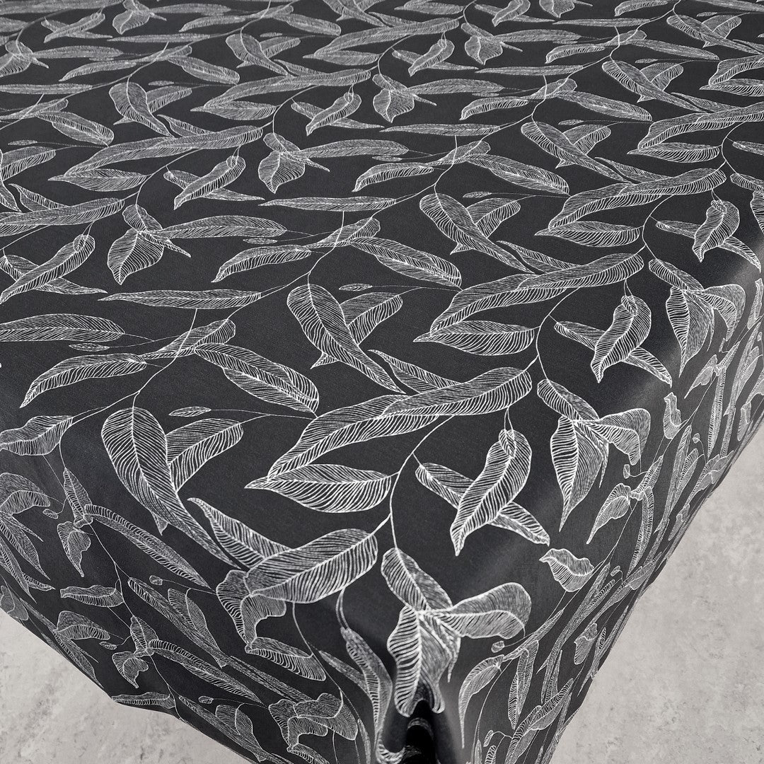 Bianca mørk blå - Akryldug med hvide stregblade