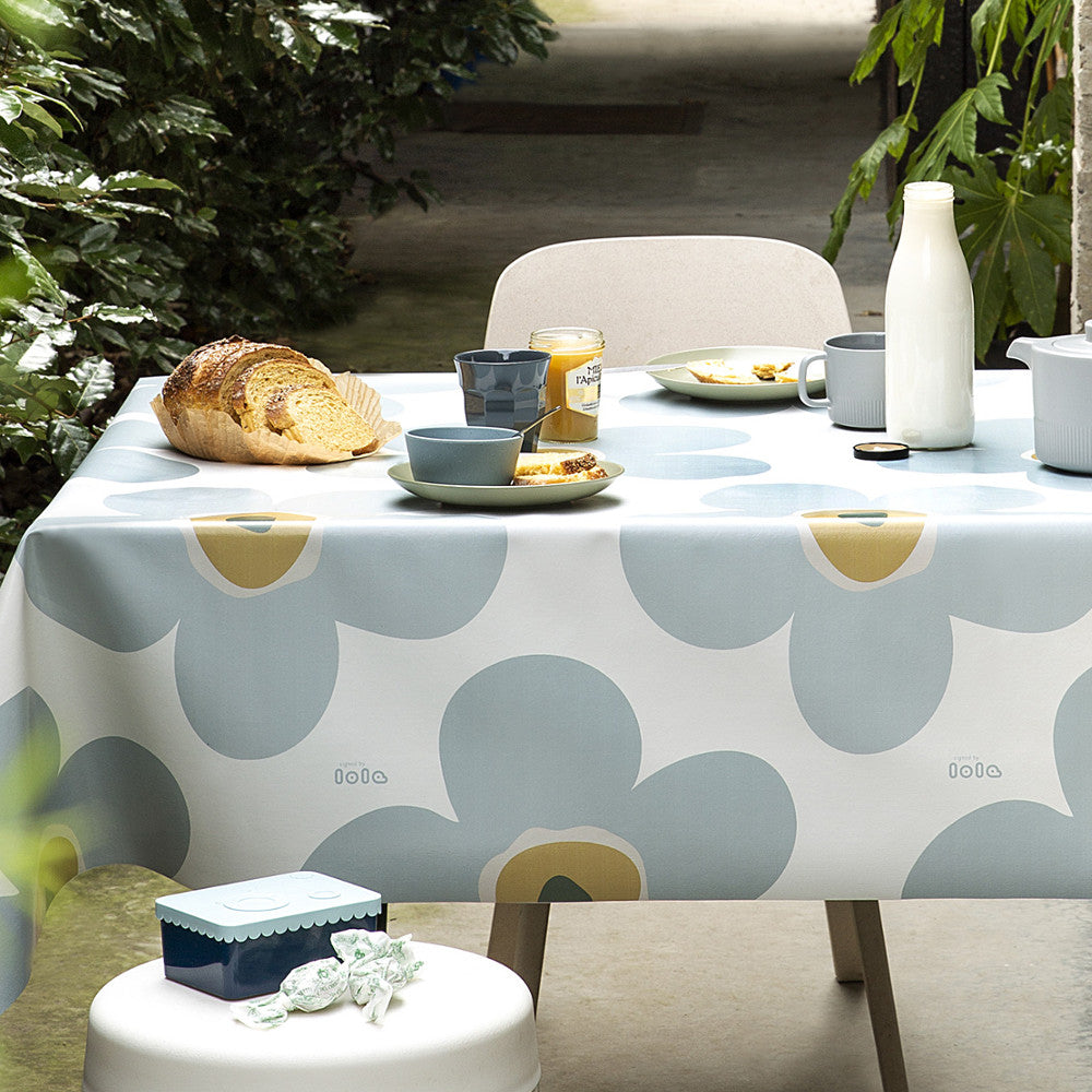 Lola voksdug - Big Flower Ice Grey