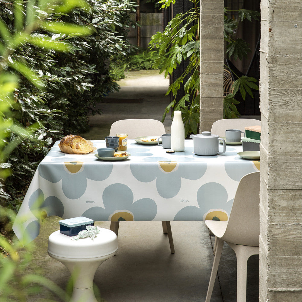 Lola voksdug - Big Flower Ice Grey