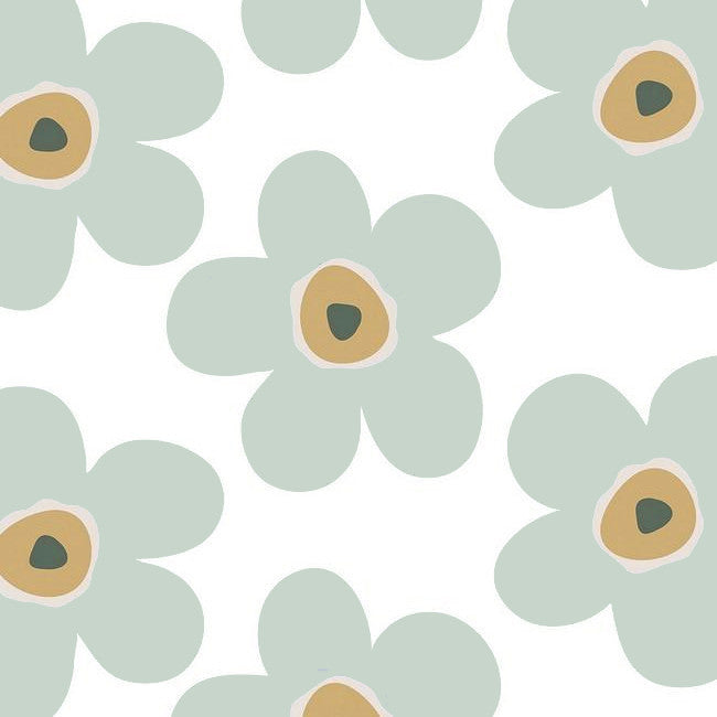 Lola voksdug - Big Flower Ice Grey