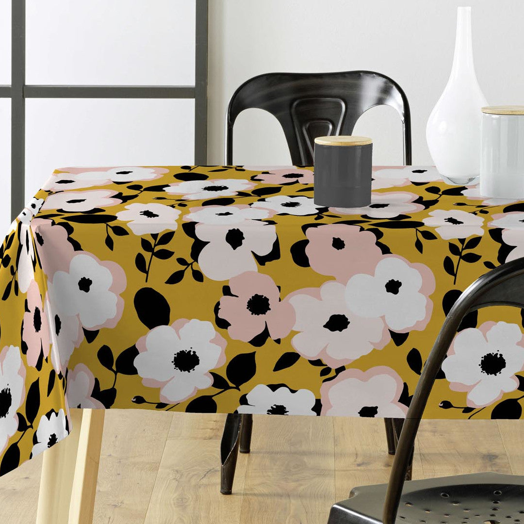 Big Flower Yellov - Voksdug med blomster