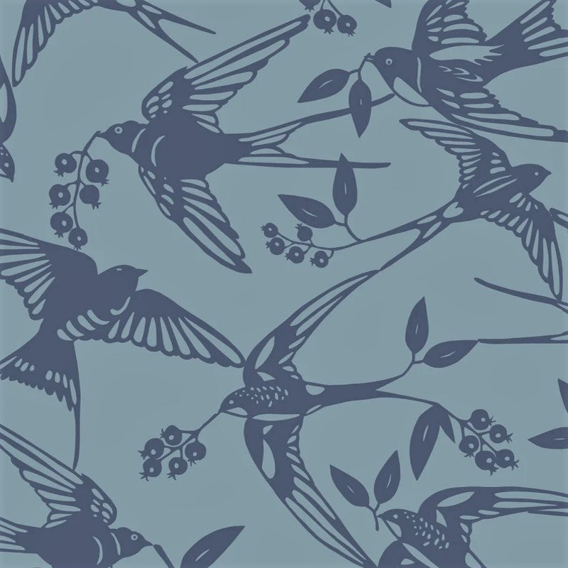 BIRDS Arona Blue - Notes by Susanne Schjerning - akryldug med antiskrid