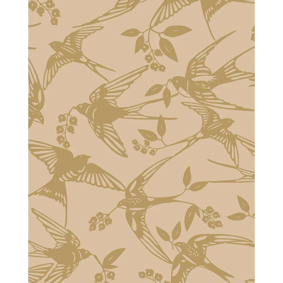 BIRDS Golden - Notes by Susanne Schjerning - akryldug med antiskrid
