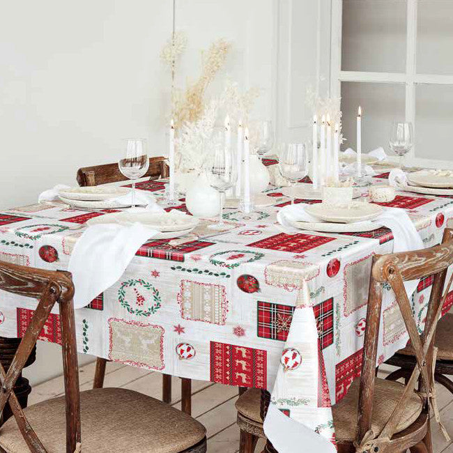 Bjælkeklang - Hyggelig julevoksdug med hørstruktur