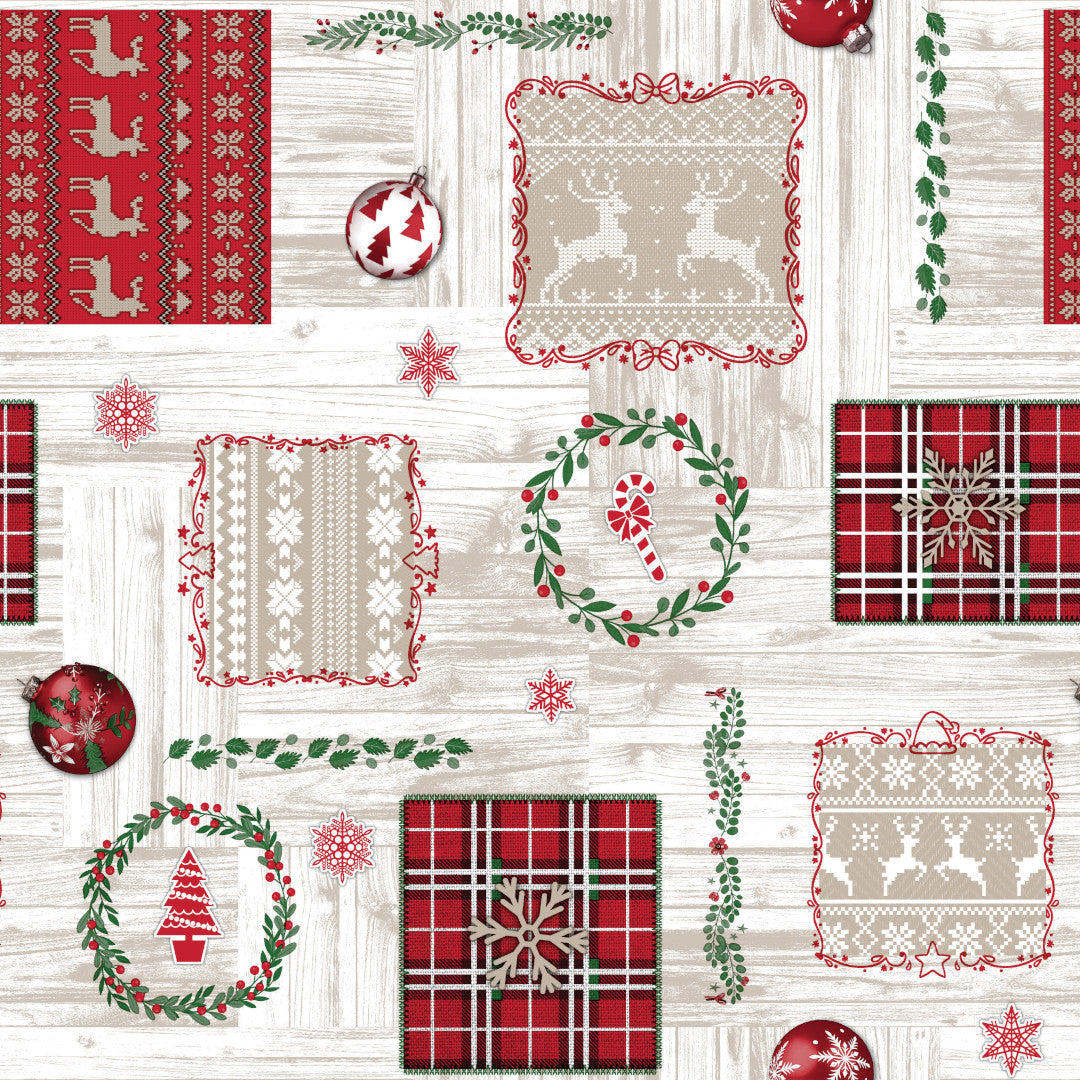 Bjælkeklang - Hyggelig julevoksdug med hørstruktur