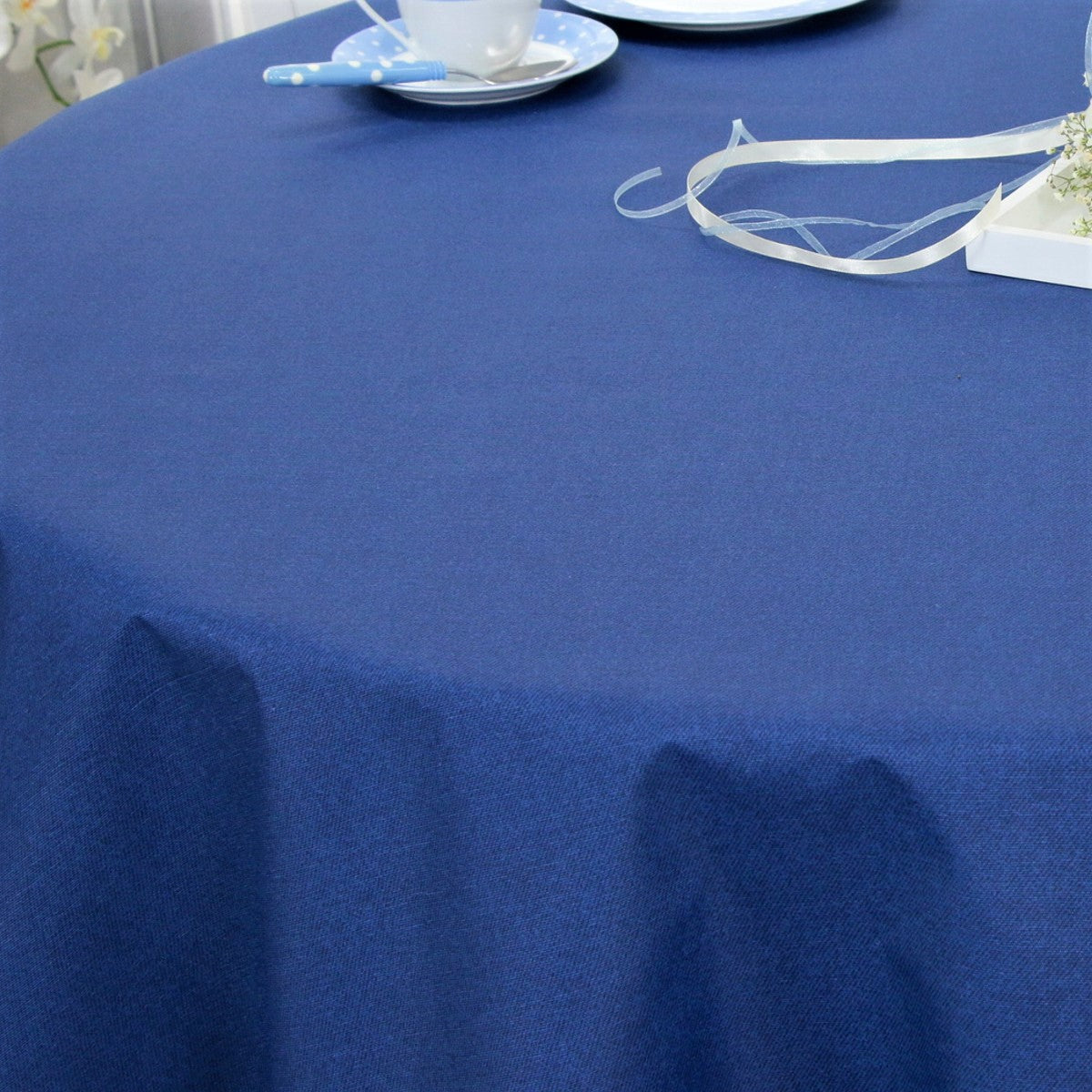 Dali ensfarvet Rund akryldug blå, Ø 140