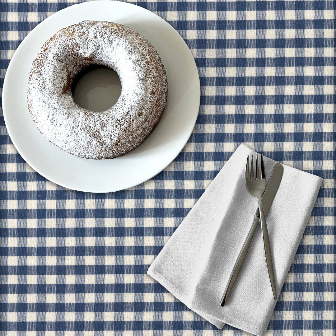 Blå Nordisk Tern - Akryldug i rustikt hørlook