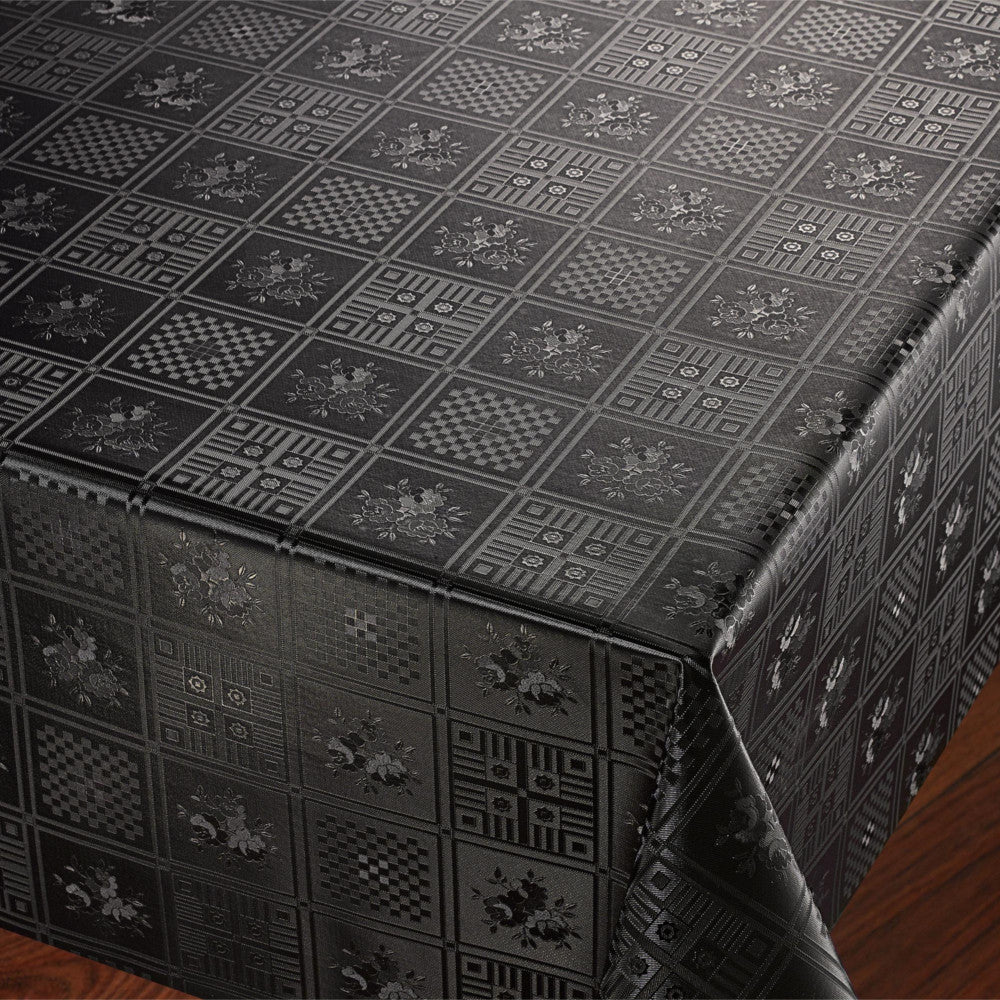 Sort voksdug med præget mønster