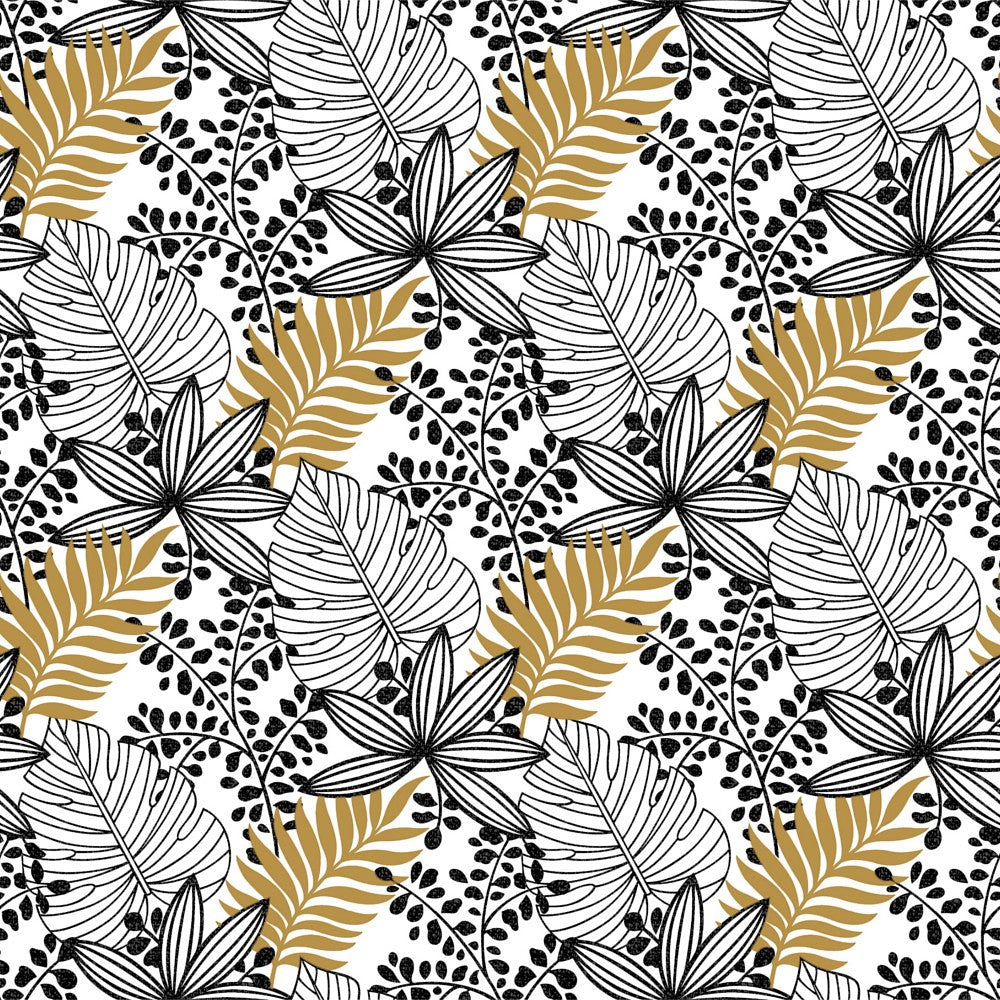 Bladsymfoni - Voksdug i sorte og hvide farver med gyldne toner