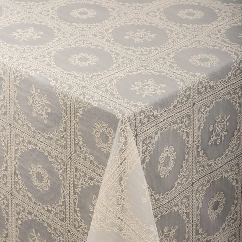 LÆNGDE: 4,3 m - Blondevoksdug - Blondedug, Rose med mere, cremefarvet