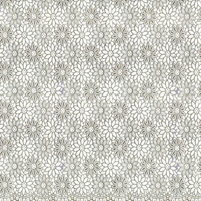 Småblomstret blondedug i hvid med sølv blomster, blonde voksdug