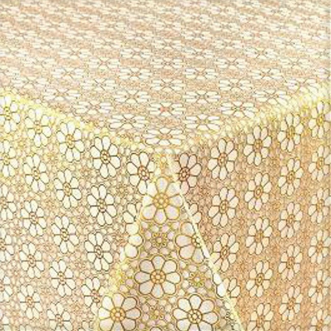 Blondevoksdug Flower Gold, blondedug med blomstermønster i guld