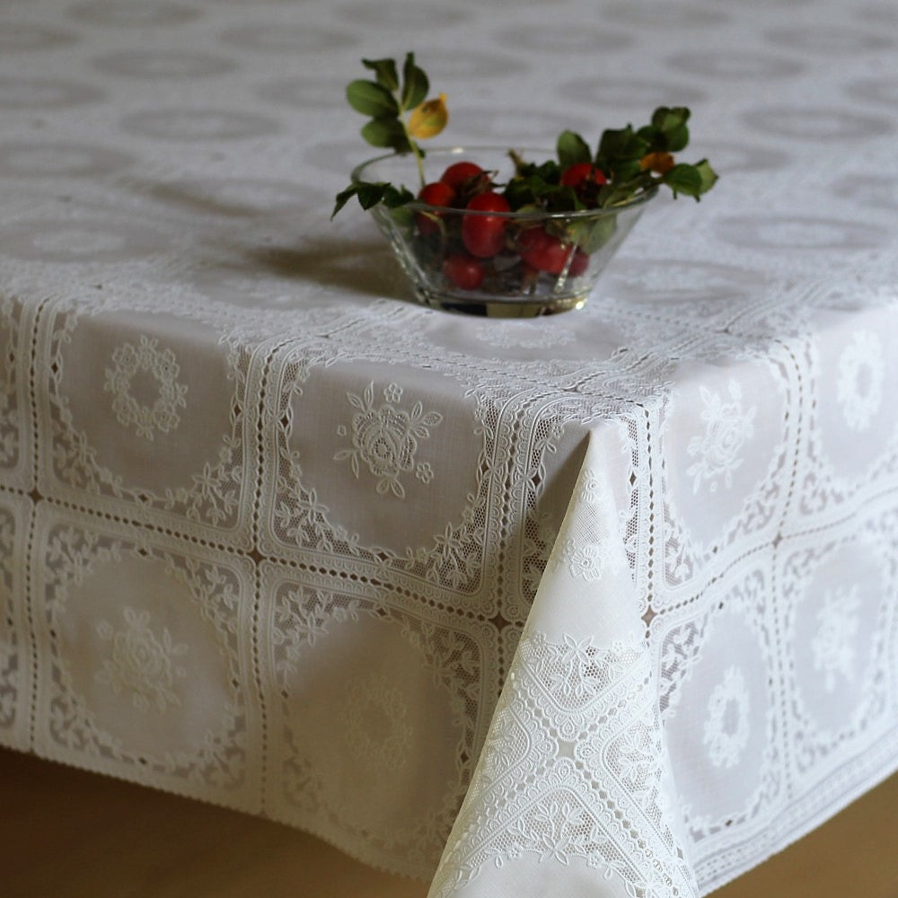 Blondevoksdug - Rose med mere, hvid