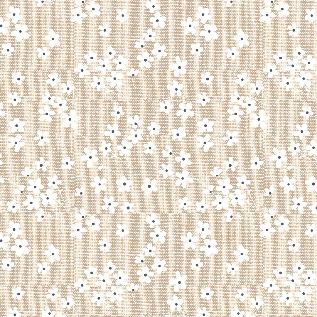 Blossom Linen – Voksdug med hørlook i lys beige