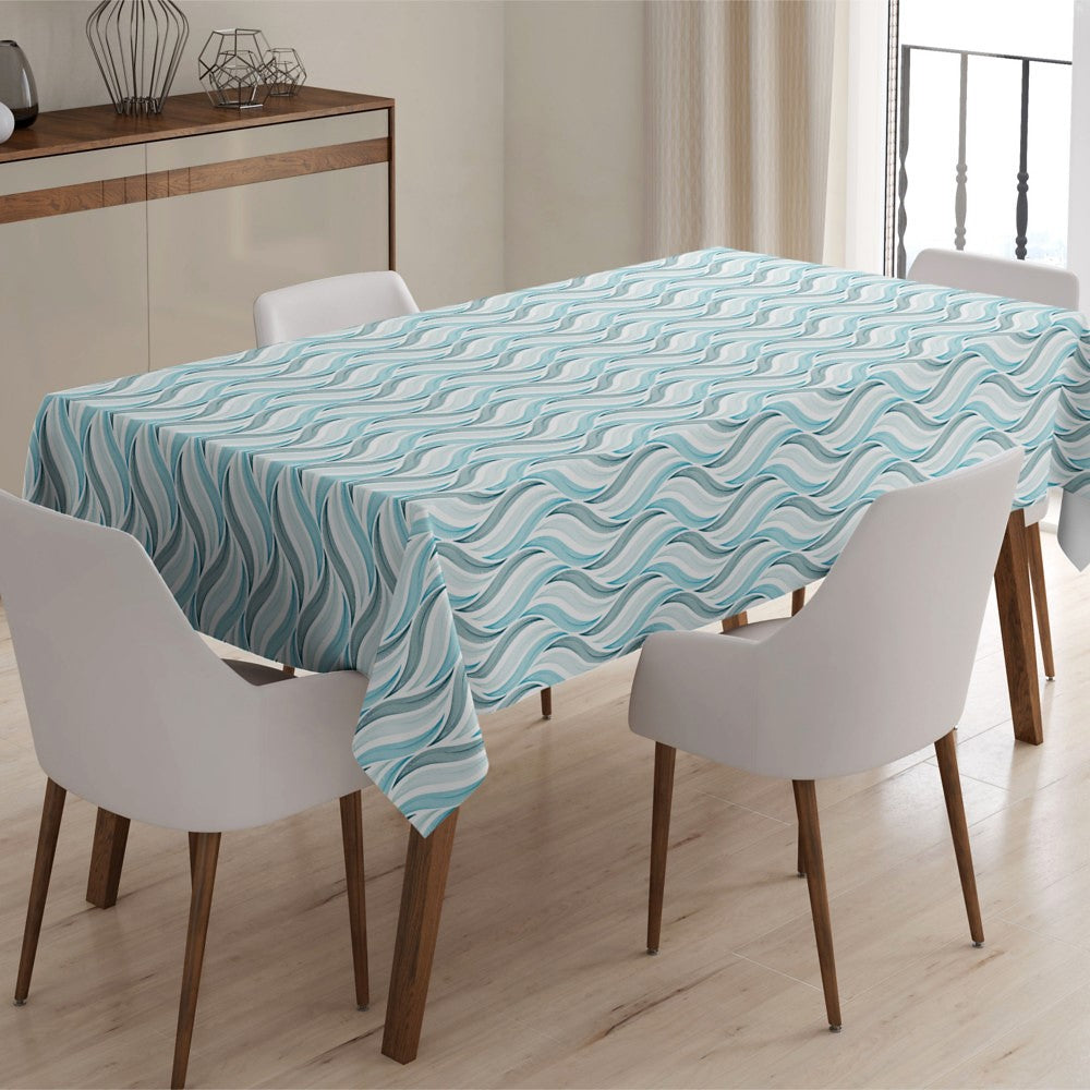 Bølgen Blå - Voksdug med grafiske bølger