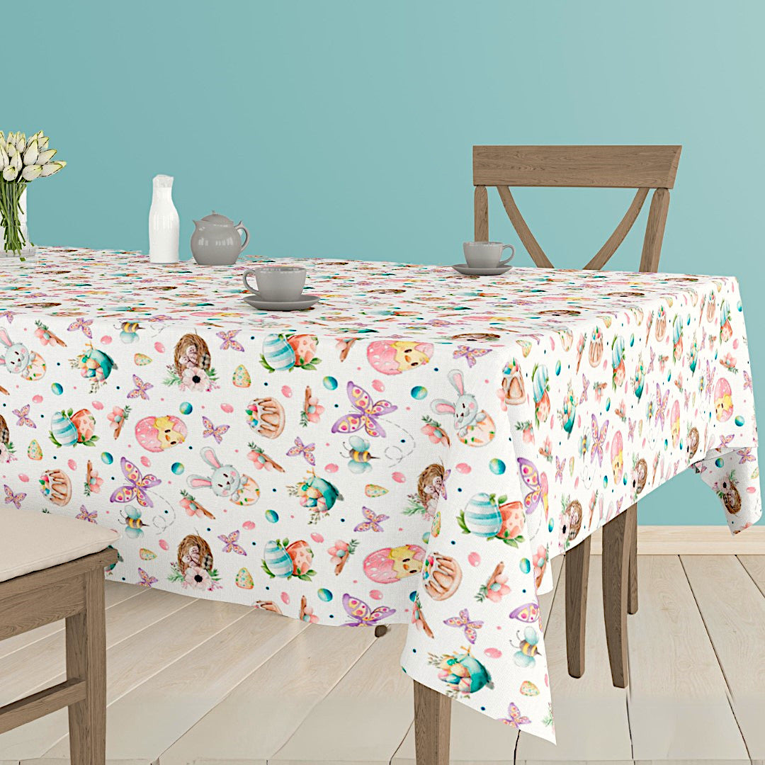 Børnenes Påske Hvid - Akryldug med påskemotiver