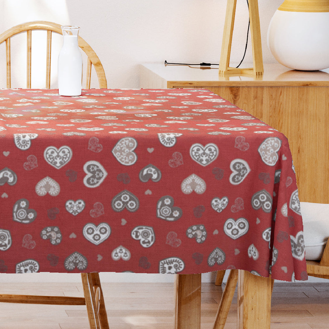 Juleakryldug i 100% bomuld - Boncoeur Rød - 155 cm bred