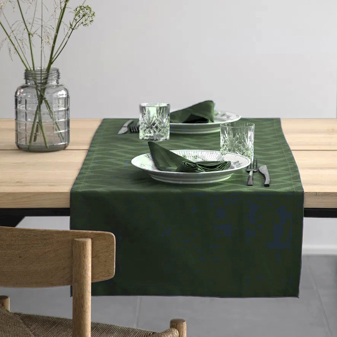 Compliments Ice Damask Bordløber 50 x 140 cm – Grøn