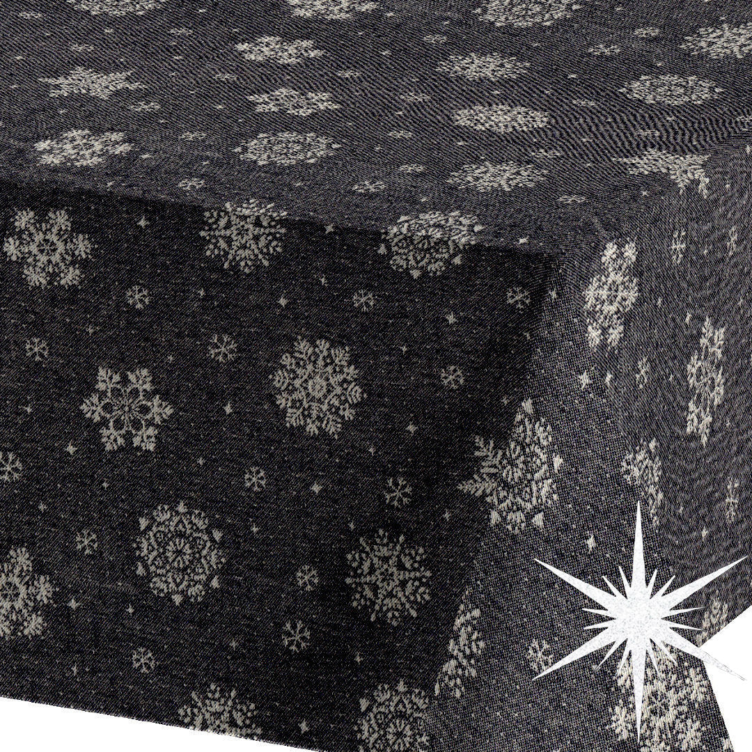 Brina Black Silver - Sort jule-akryldug med iskrystaller i sølv