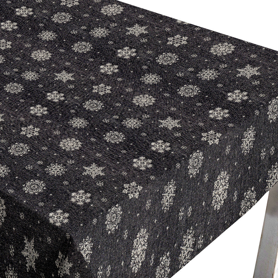 Brina Black Silver - Sort jule-akryldug med iskrystaller i sølv