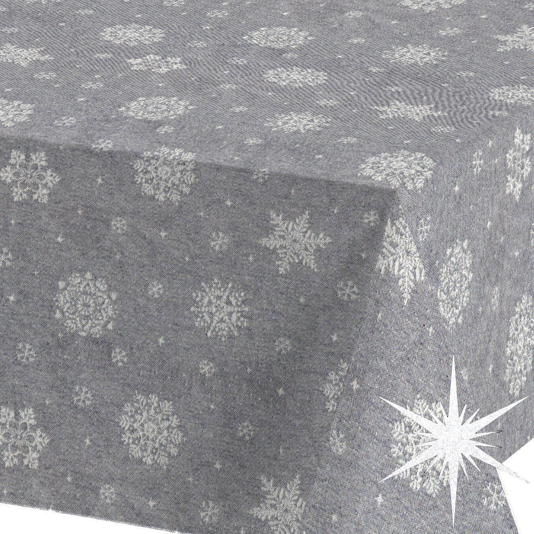Brina Grey Silver - Grå jule-akryldug med iskrystaller i sølv