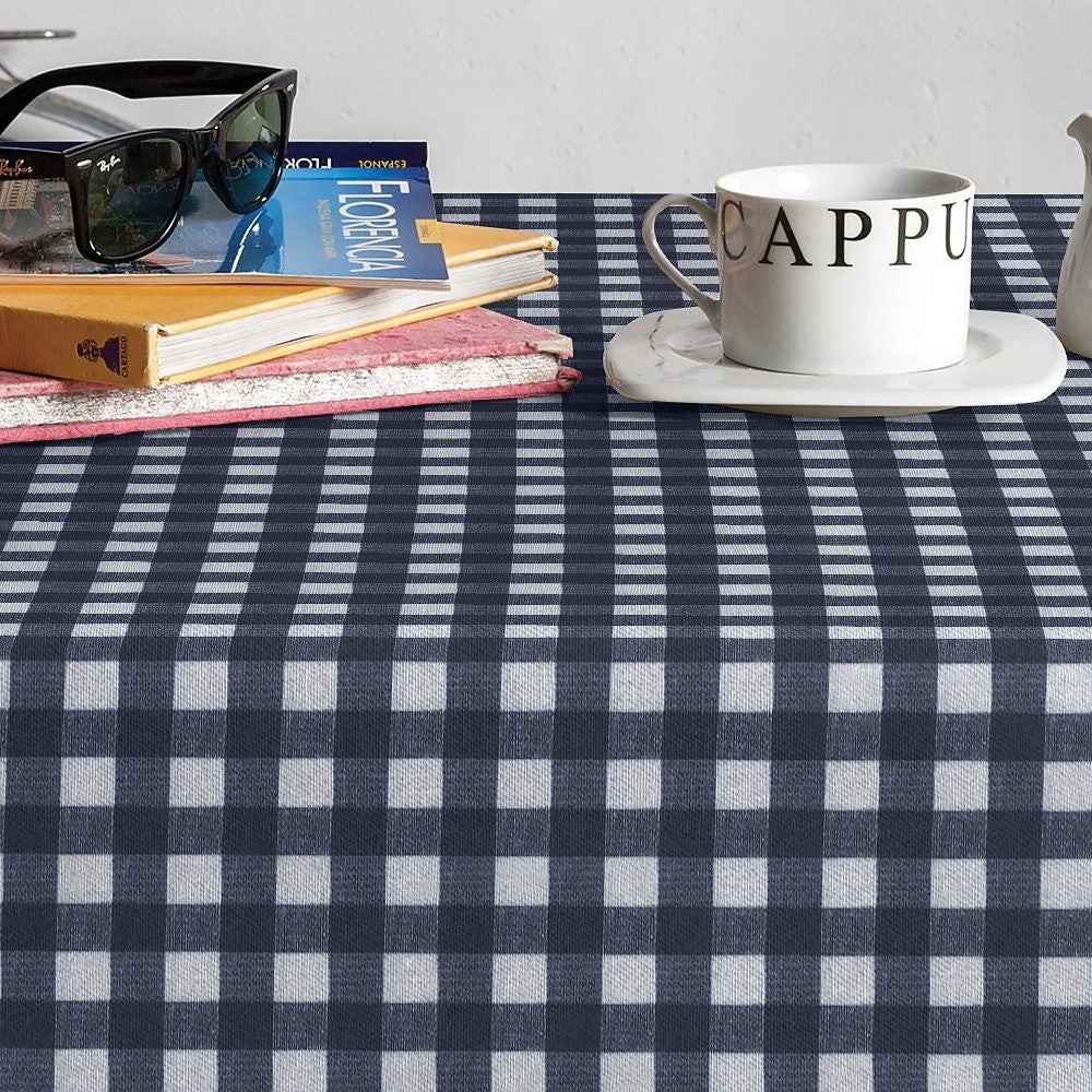 Brueghel Azul - Klassisk ternet akryldug i blå og hvid, 140 cm