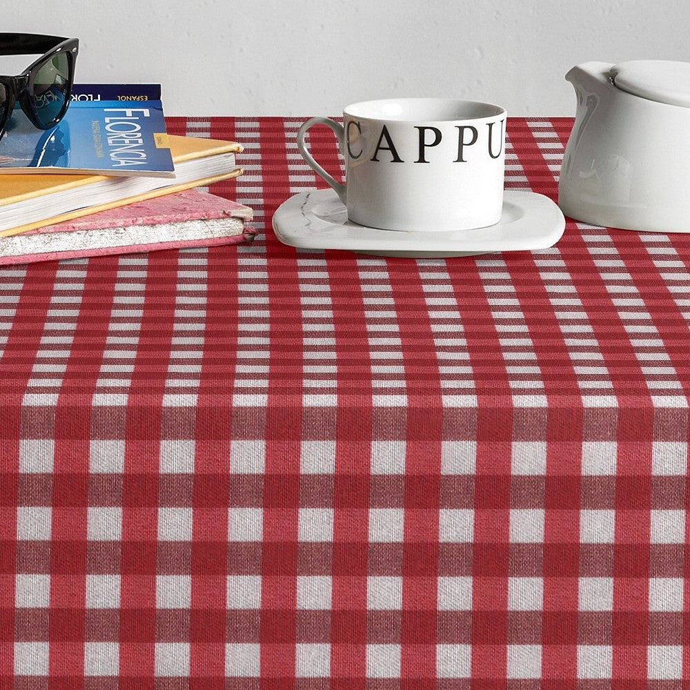 Brueghel Rojo - Klassisk ternet akryldug i rød og hvid, 140 cm