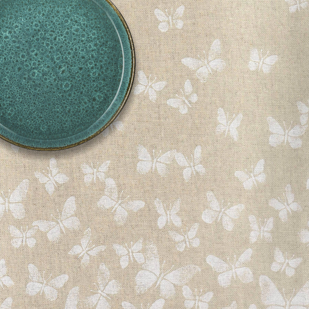 Butterfly - Akryldug hørlook med hvide sommerfugle