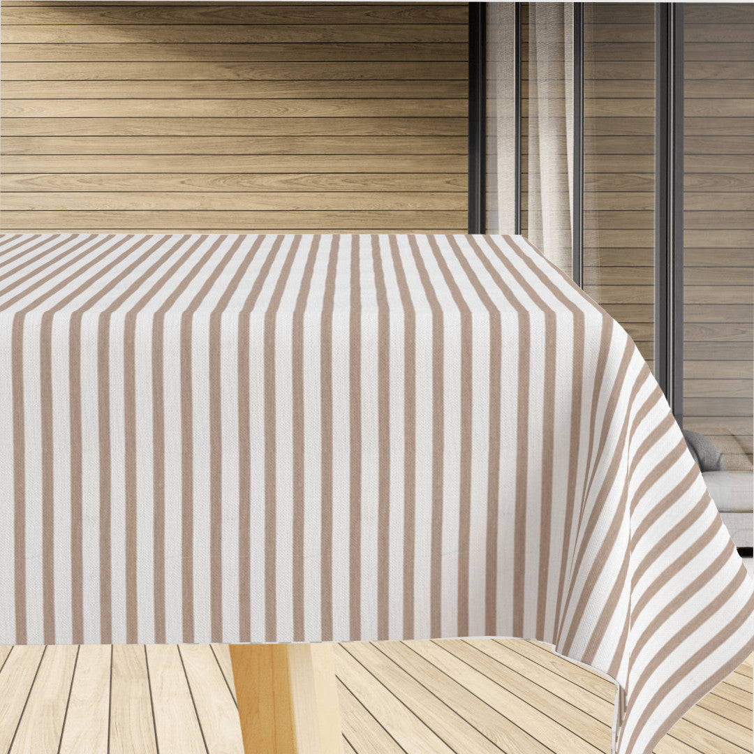 Caféstrib Lys Brun - Akryldug med striber på tværs, 160 cm