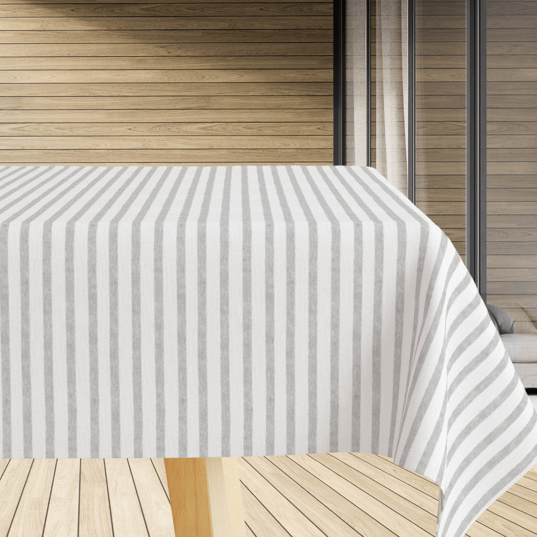 Caféstrib Grå - Akryldug med grå striber på tværs, 180 cm