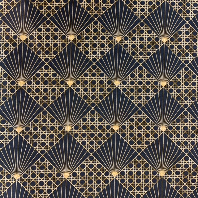 Cannage Petrol - Akryldug med flot grafisk mønster 155 cm bred