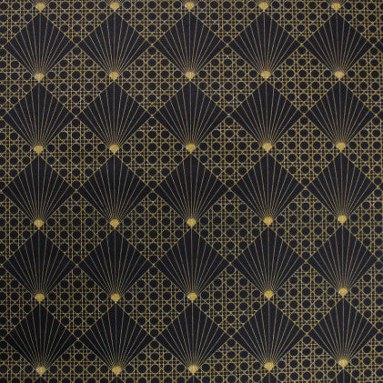 Cannage Sort - Akryldug med flot grafisk mønster 155 cm bred