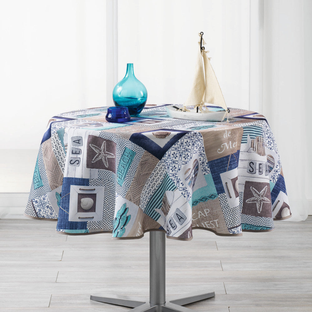 Cap Ouest Blue Ø 180 cm, rund dug med anti-plet.