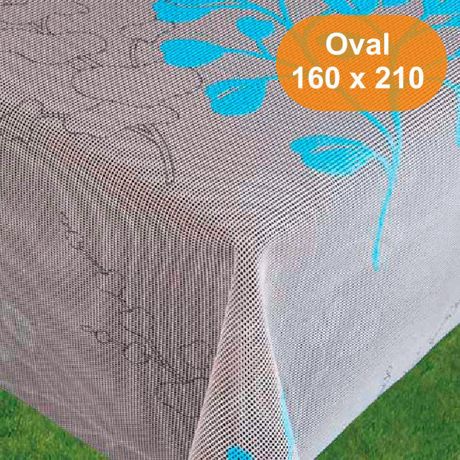 Capri Grå Turkis sommerdug, oval 160 x 210 cm