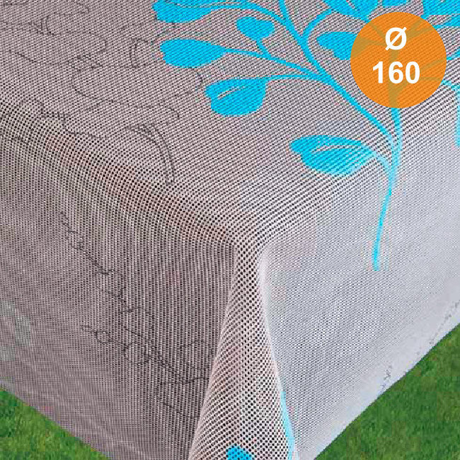 Capri Grå Turkis sommerdug, rund Ø 160 cm