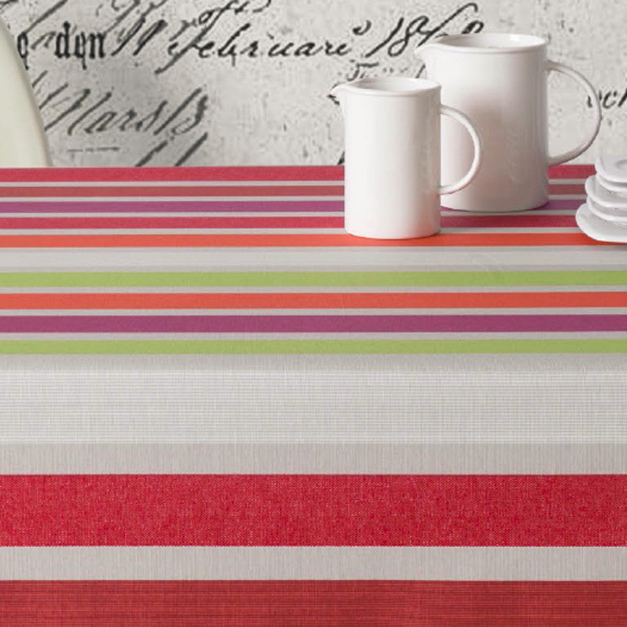 Caravaggio multi, akryldug med striber, 140 cm bred