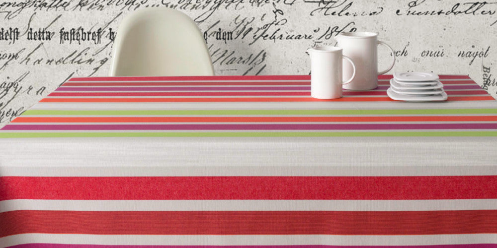 Caravaggio multi, tekstildug med striber, 180 cm bred