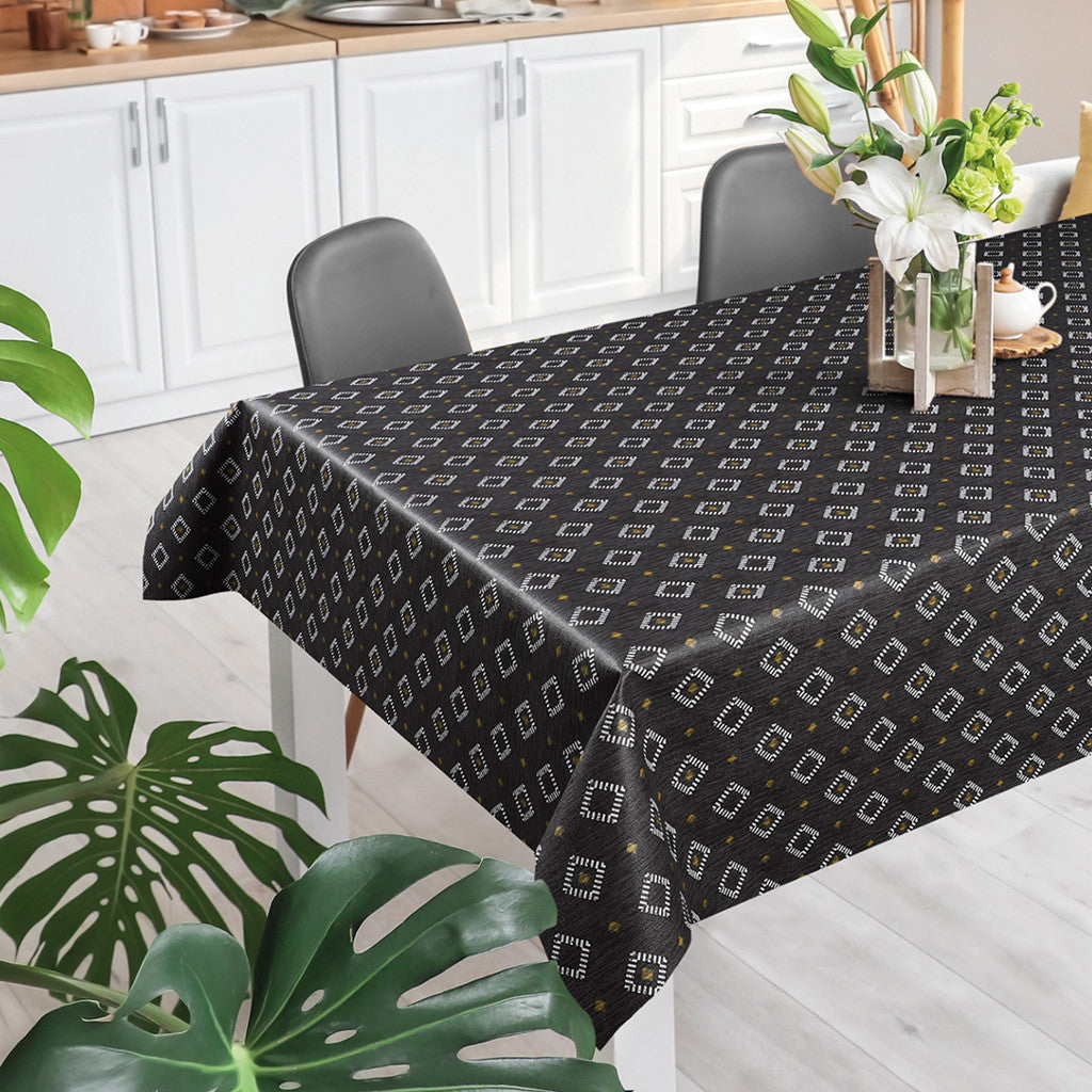 Casa Antracit - Voksdug med rudemønster og hørlook