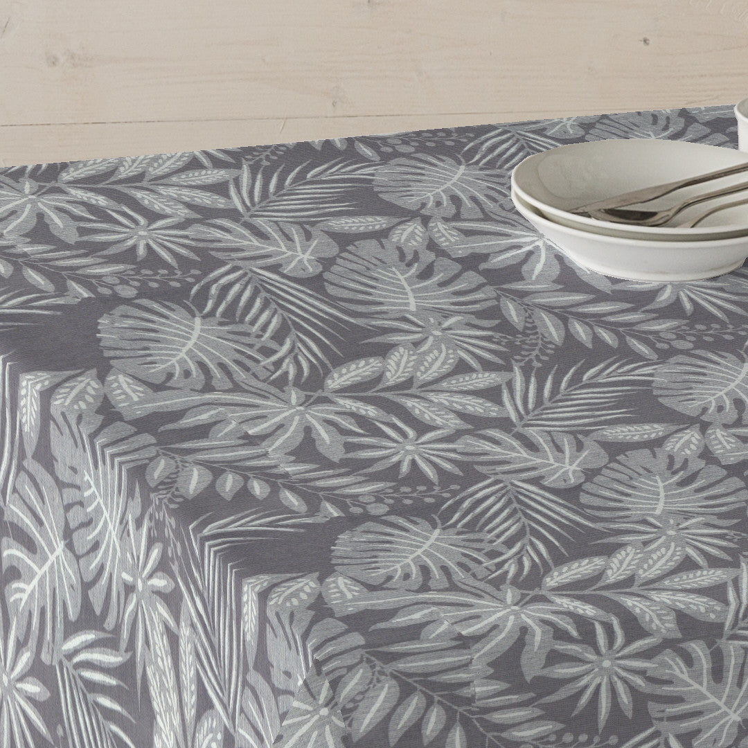 Casiopea Grå - Akryldug med tropiske blade