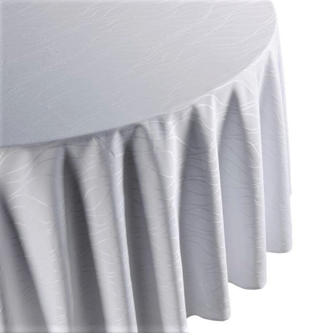 Rund damaskdug Cesano Ø 280 cm i hvid