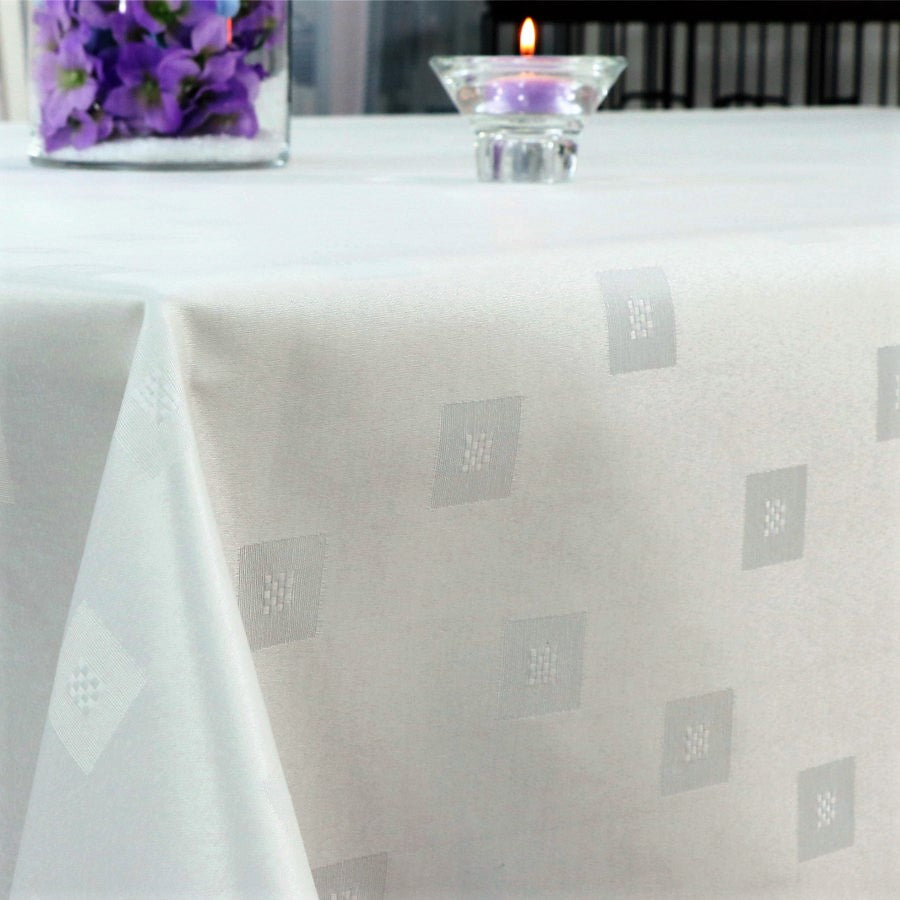 LÆNGDE: 2,4 meter - Cezanne hvid, Jacquard vævet akryldug, 140 cm bred